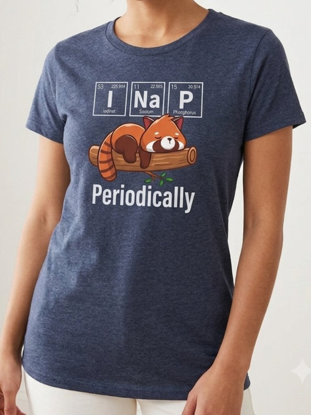 Women's Red Panda Lover I Nap Periodically Table Blue Medium Short Sleeve Shirt